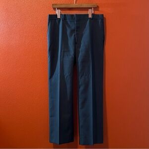 Angels Flight Men’s Vintage 70’s Navy Pleated Retro Polyester Trouser Pants
